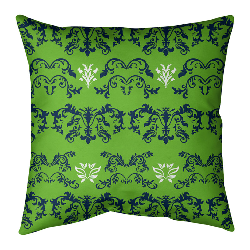 Housse de coussin Seattle Football Baroque, Vert/bleu marine/blanc, 16 po x 1 po, Croisé en coton