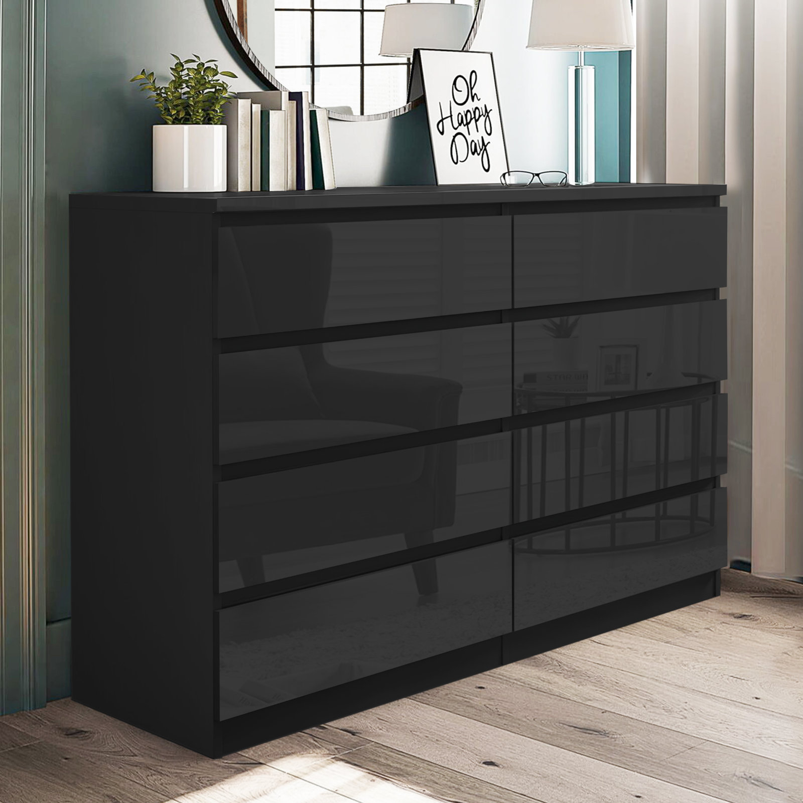 Black gloss deals drawers ikea