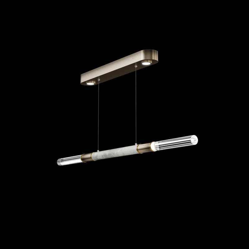 Luminaire suspendu linéaire l 62 po Antonia, Laiton/Bronze ombré/Fumée