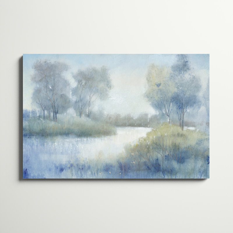 «Morning at the Pond II», peinture sur toile, H 32 po x l 48 po