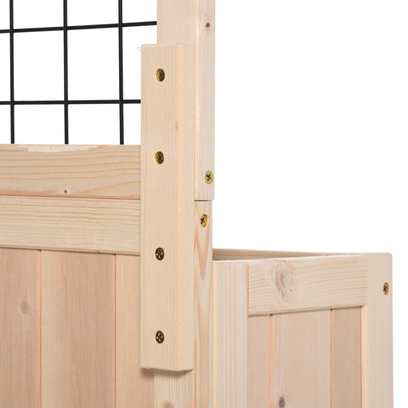 3 lits de jardin surélevés avec treillis, pot à fleurs vertical H 53 po, rangement arrière pour treillis de culture de fleurs, de légumes et d'herbes - 3 fleurs, légumes, roues en bois massif d'herbes et surface offerte