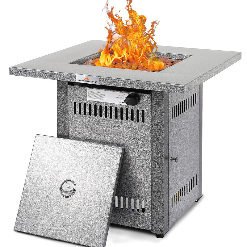 Table de foyer d'extérieur avec 50000 de gaz propane, 28 "argent et pierres de lave pour balcon