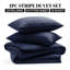 Microfiber Striped Duvet Cover Set with Matching Pillowcases and Stripe Fitted Sheet-117464241-117464232