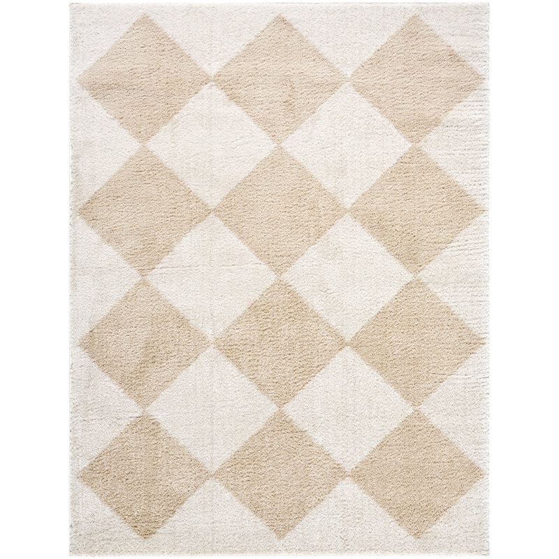 Machine Washable Shaggy Boho Beige Area Rug, Rectangle 140 x 200cm