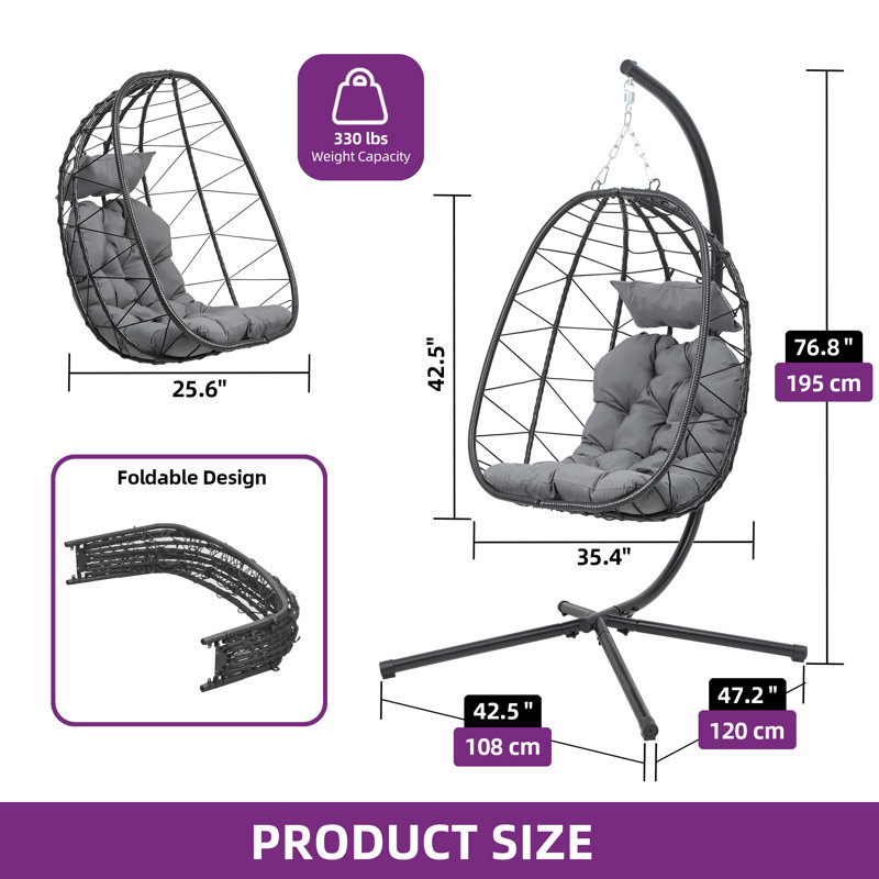 Balancelle pour 1 personne avec support, Noir, noir, noir, noir