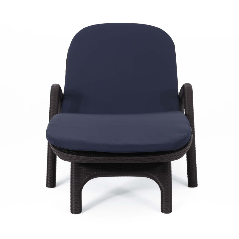 Outdoor Chaise Lounge With Cushion, Dark Blue