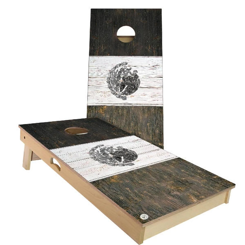 Ensemble de 2 panneaux de cornhole à thème drapeau 2 pi x 4 pi avec étui et lumières, Gris, Mexique