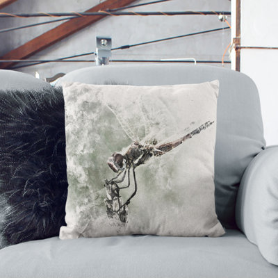 Perched Dragonfly Cushion with Filling