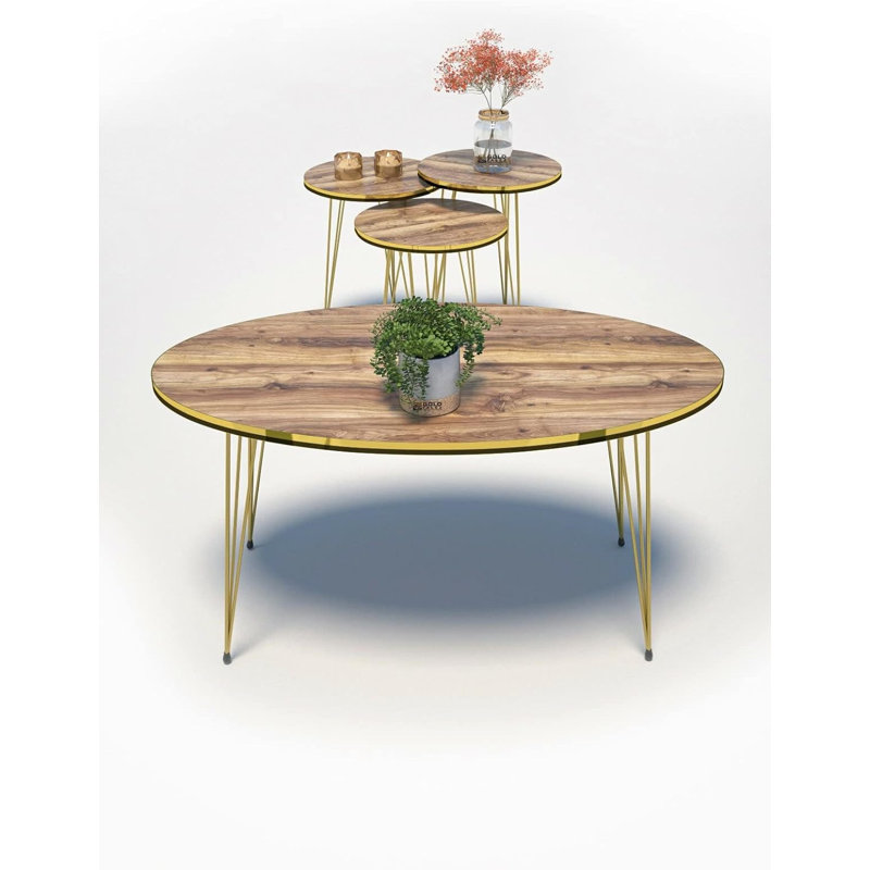 Luka Living Room Table Set, Walnut