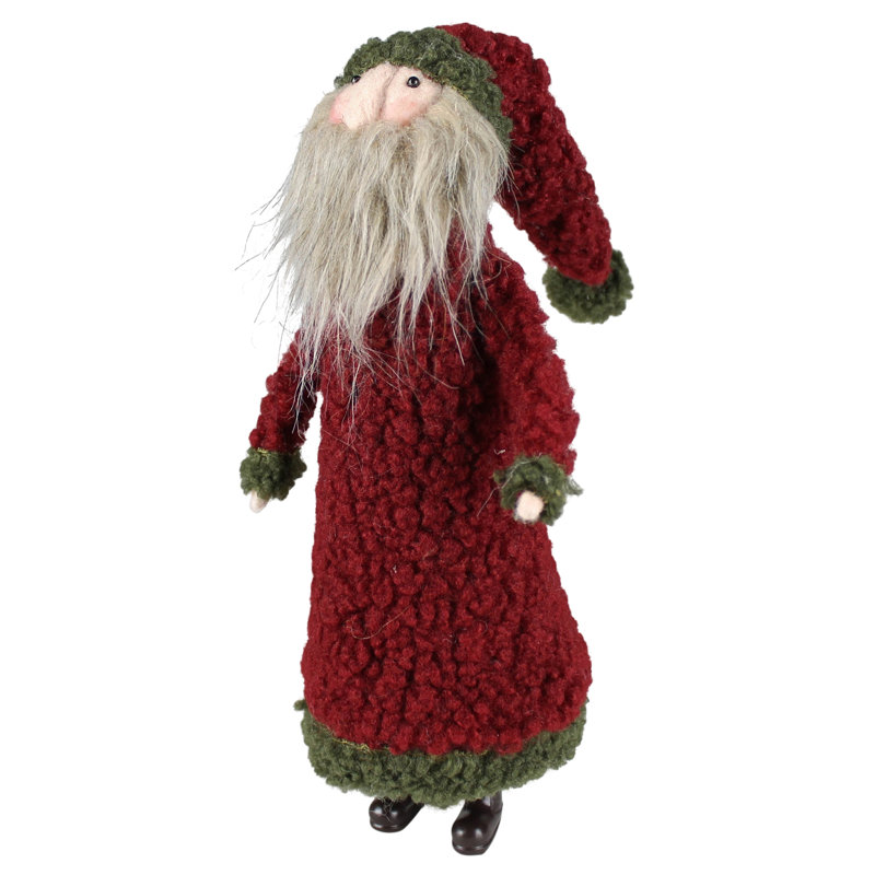 Figurine de père Noël laineux, H 12 po x l 5 po x P 4 po, Rouge