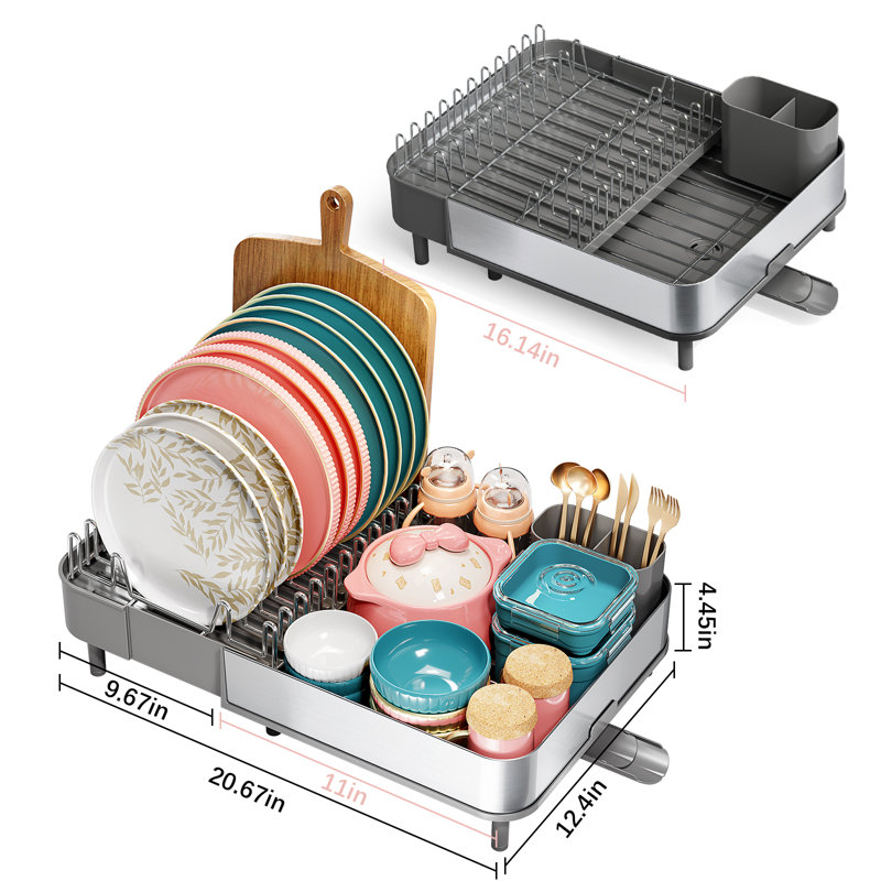 Expandable Dish Drying Rack,Foldable 304 Stainless Steel Dish Rack,Kitchen Dish Rack, Plate Rack,Extra Large Dish Drainer