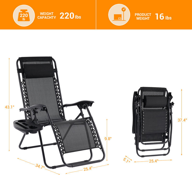 Fauteuil inclinable zéro gravité Dailah, Noir