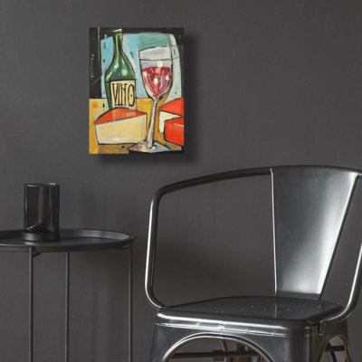 «Red Wine and Cheese» par Tim Nyberg, art mural en verre acrylique, 12 po x 16 po