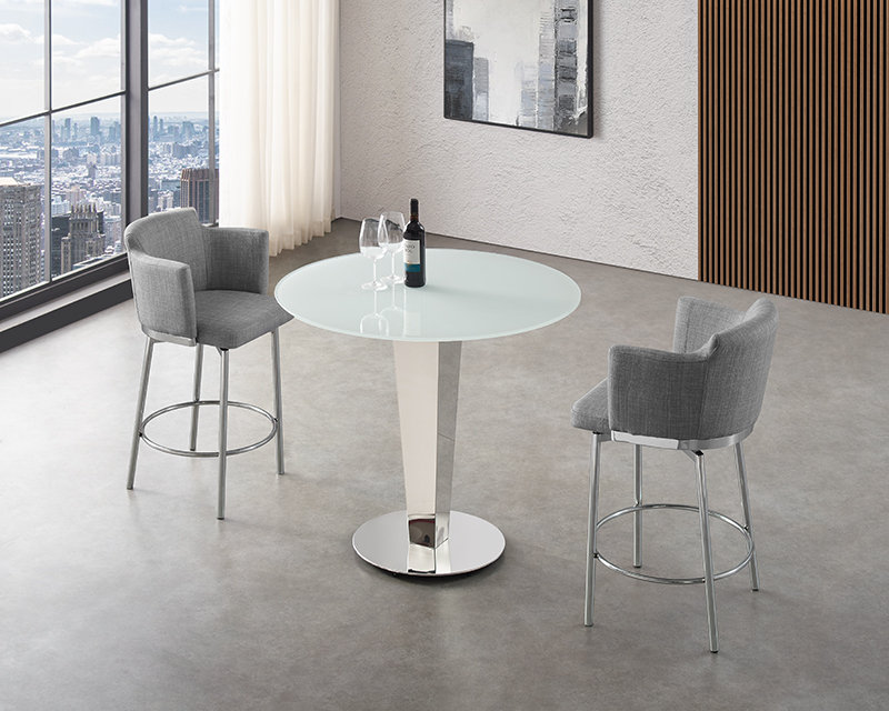 Gray Swivel Upholstered Counter Stool with Metal Frame