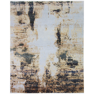 Abstract Area Rug in Gold