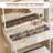 48" Fluted Makeup Vanity Desk with LED Mirror, Charging Station & Storage Stool for Bedroom-984848839