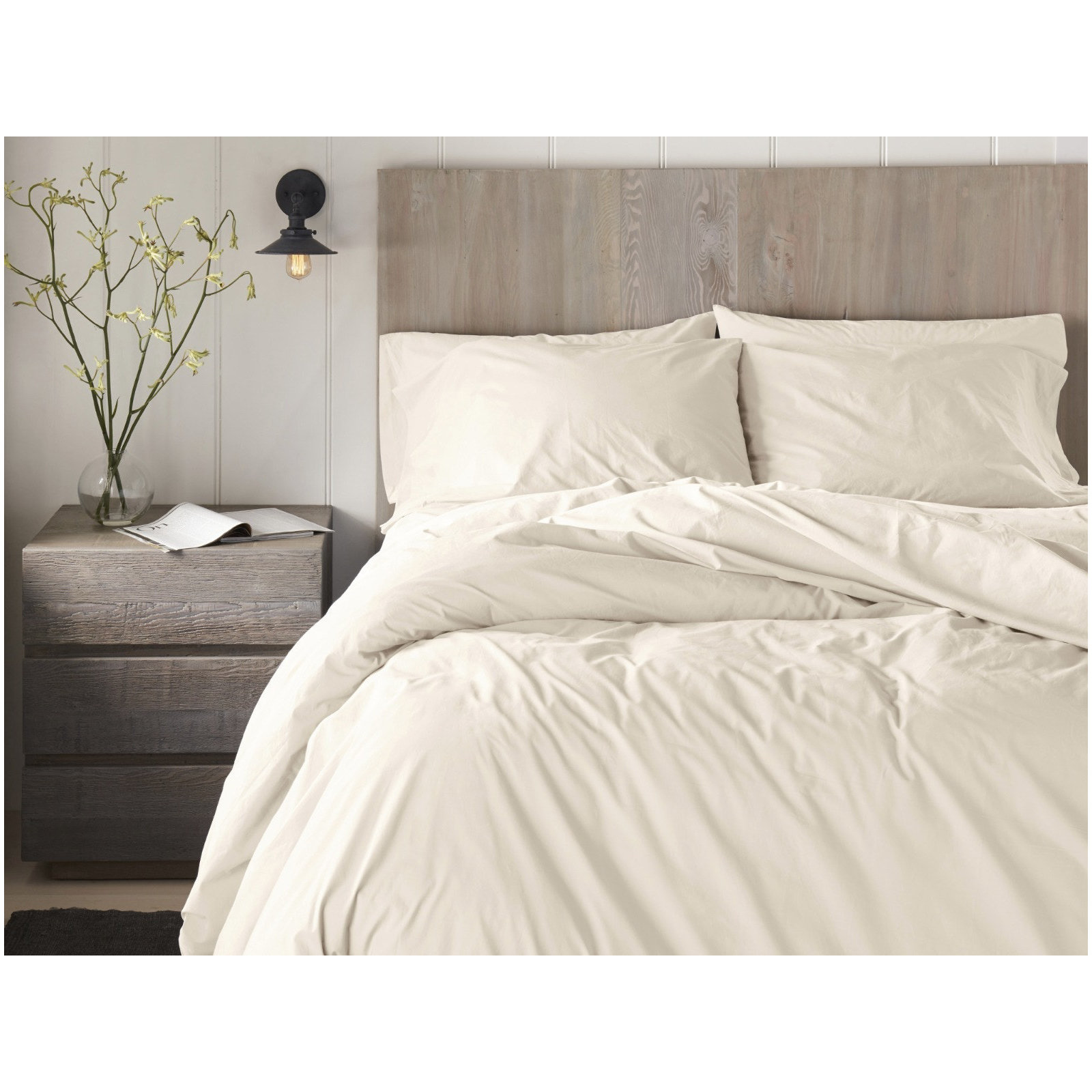 Refined Organic Percale Sheet Set, King Sheet Set with 2 Pillowcases, Undyed