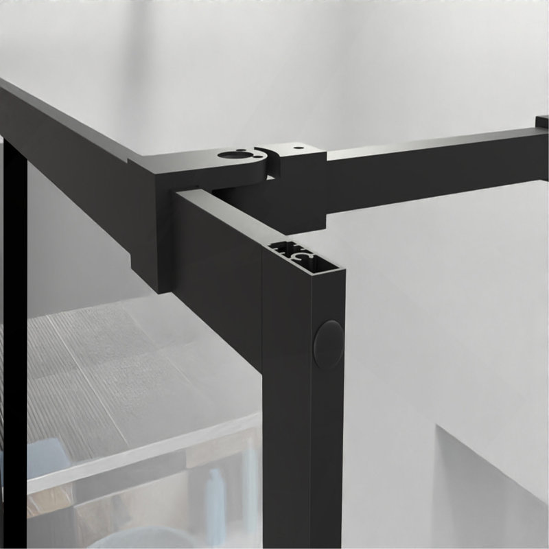 Porte de douche 34 "x 72" avec cadre noir et 4 panneaux de verre trempé pour douche à l'italienne