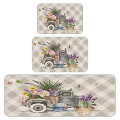 Tapis de cuisine, salle à manger et salle de bain 3 pièces Vintage