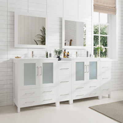  Ensemble de meuble-lavabo double 84 "avec miroir 84"