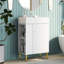 Meuble-lavabo blanc de 21,6 po avec lavabo en céramique et meuble de rangement du côté gauche, avec porte à fermeture en douceur, rangement spacieux, attrait moderne en blanc, lavabo, porte pour une atmosphère sereine,-666579082