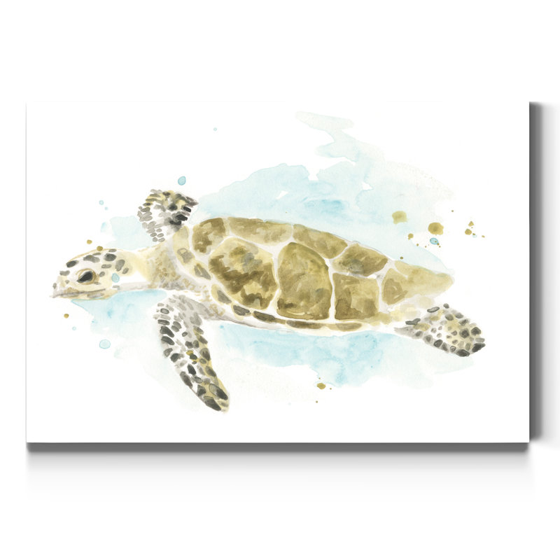 Aquarelle, tortue de mer, reproduction d’art sur toile, H 12 po x l 18 po x P 1,5 po