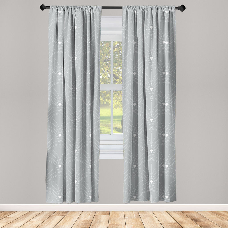 Semi Sheer Curtain Pair, Gray/White, 56" W x 63" L