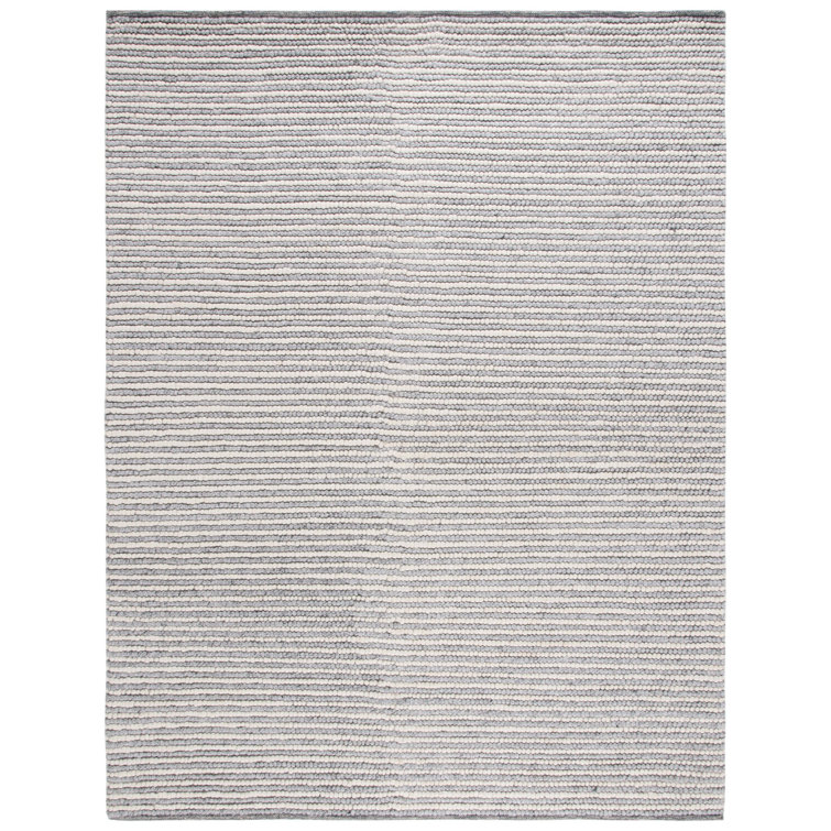 Cleodora Striped Handmade Area Rug in Ivory/Gray