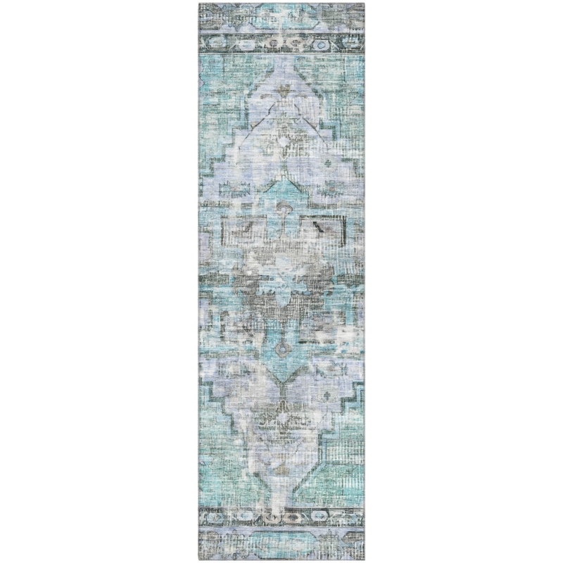 Premium Machine Washable Lucchesi AMF1729 Global Rug, Runner 2'3" x 7'6"
