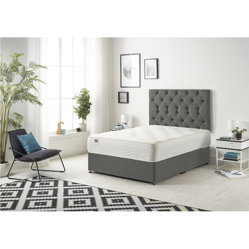 Copple Coilsprung Divan Bed Set, Super King (6'), No Drawer, Silver