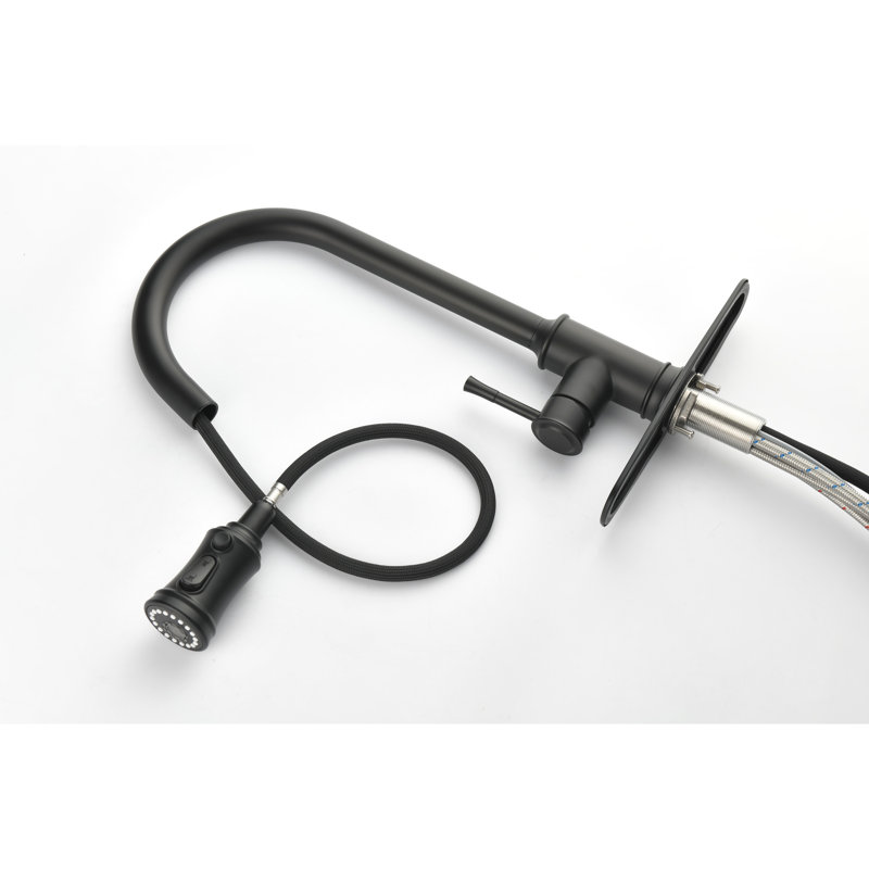 Robinet de cuisine noir mat, acier inoxydable, douchette extractible pour robinet d'eau en acier noir, fonction, Noir mat