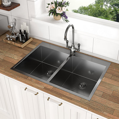 Double Bowl Drop-In Kitchen Sink With Nano Coating And Efficient 50/50 Basin Design