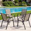 Ensemble de 4 fauteuils de jardin empilables, en textilène résistant aux intempéries, à dossier haut, pour terrasse, balcon ou piscine.-2016387144-2016387146