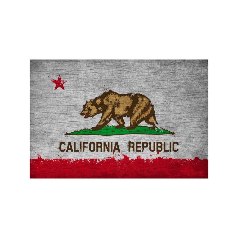 California Fresh Paint State Flag On Wood Board by ICanvas - Print on Canvas, Wrapped Canvas, 30.48 cm H x 45.72 cm W