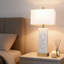 Ensemble de 2 lampes de table en albâtre avec veilleuse et ports USB, 3 lampes de chevet à DEL à intensité variable pour le bureau de la chambre à coucher, y compris les ampoules