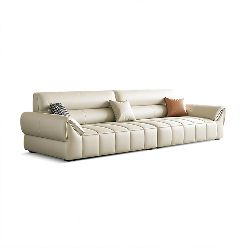 Canapé modulaire beige en cuir véritable, H 35,04 po x l 122,05 po x P 38,58 po, 4, Beige