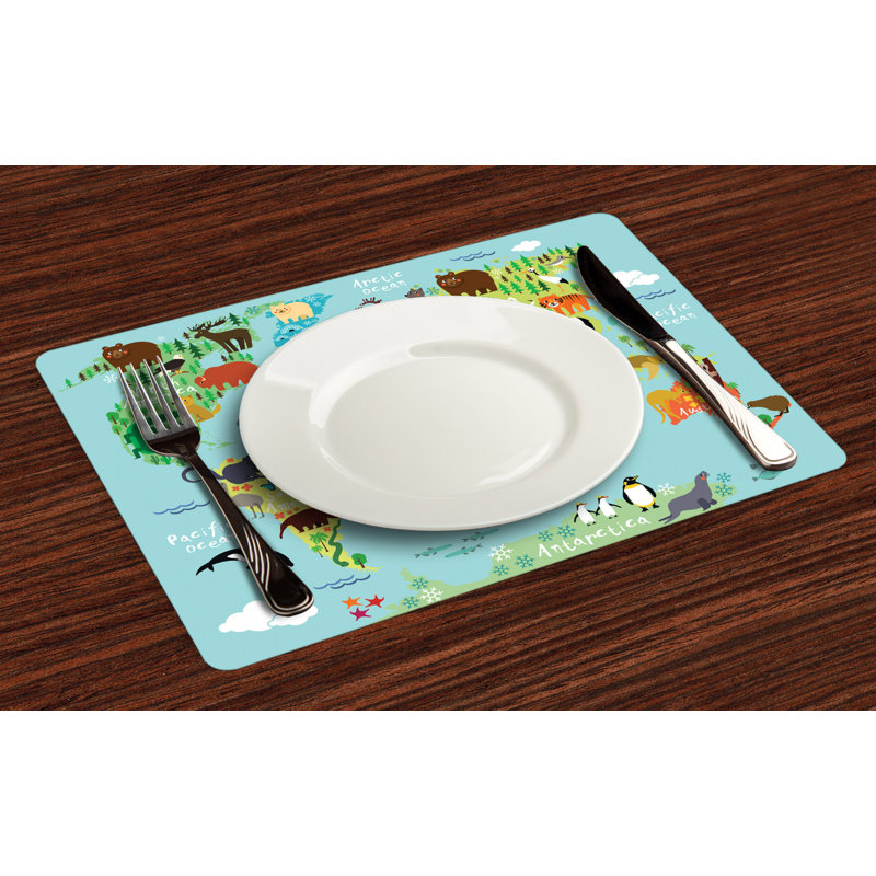 Francine Cartoon Animal Map of the World Placemat