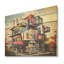 Paysage urbain pastel De Stijl - Art sur bois de pin naturel au coucher du soleil-881117515