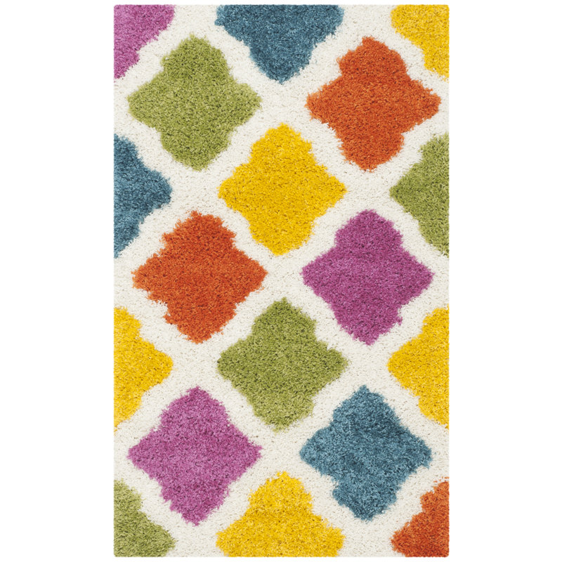 Ivory Performance Geometric Rug, Rectangle 3' x 5'