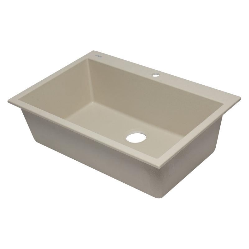 33'' L Single Bowl Granite Kitchen Sink, Biscuit