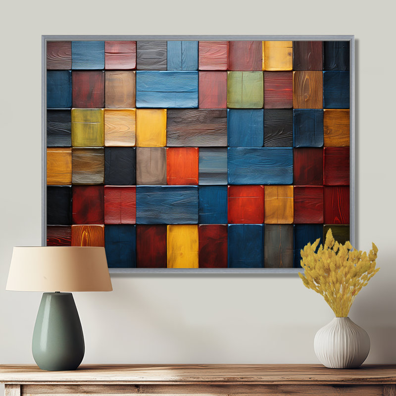 Carreaux colorés de couleurs terre V - art mural mosaïque Boho pour le salon, H 30 po x l 40 po x P 1,5 po