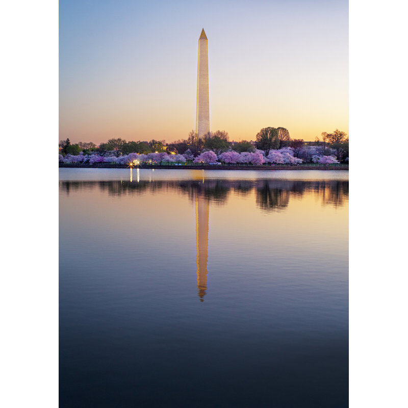 Printemps du matin à Washington, DC par Scott Wurzel, Papier avec cadre noir, H 20 po x l 16 po