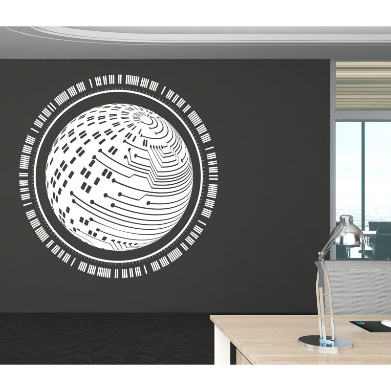 Circuit Board Wall Decal, Technology Vinyl Wall Art Decals, Computer Circuit Decor, Binary Code Software Science Wall Sticker Office 168LU