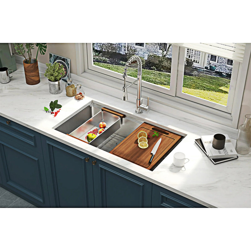 Undermount Workstation Kitchen Sink Single Bowl