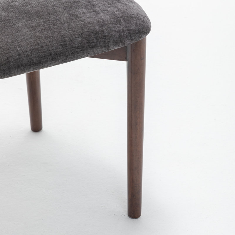 Chaise d'appoint rembourrée en bois massif, Gris foncé