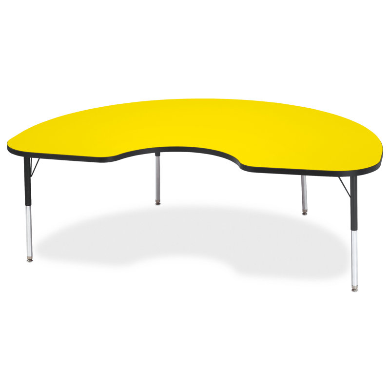 Berries® Kidney Activity Tables, Freckled Gray with Yellow Rainbow Accent, Elementary (15" - 24")