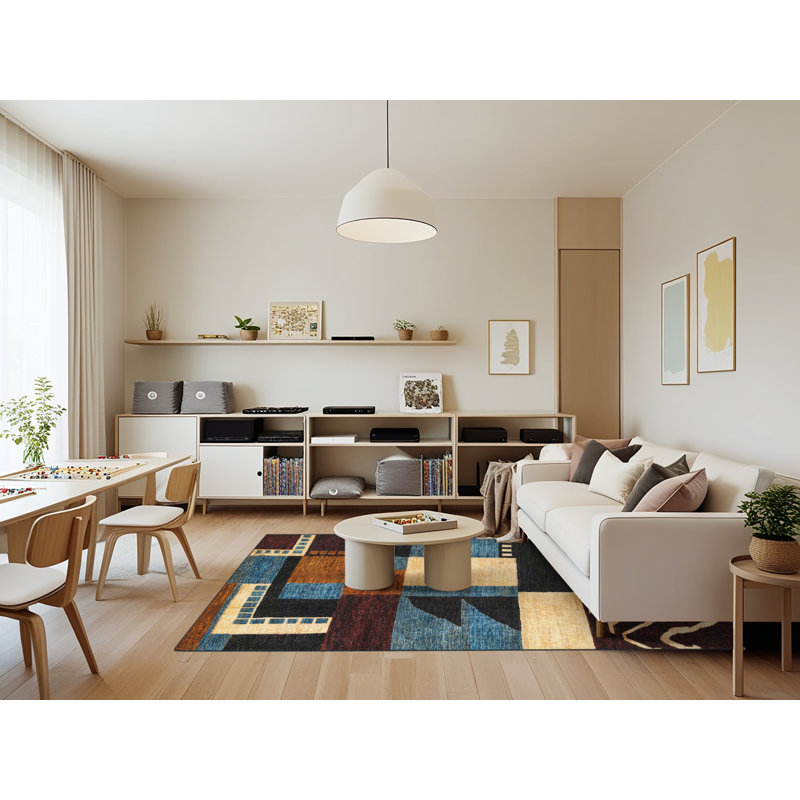 Geometric Indoor Rug, Rectangle 7' x 9'