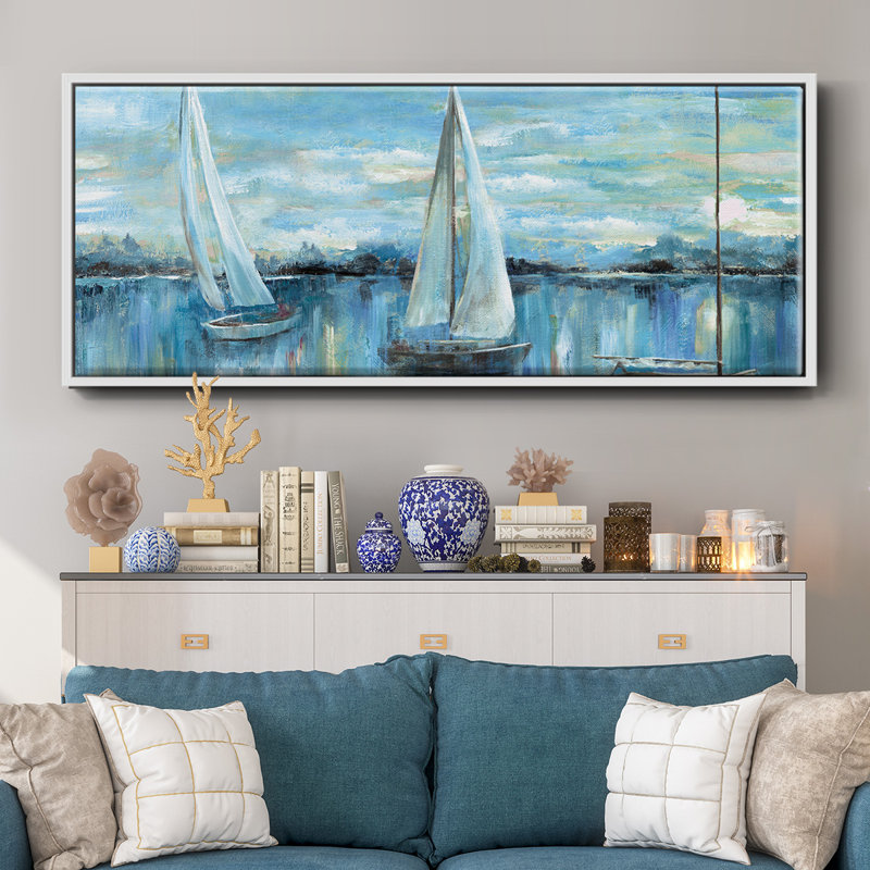 «Evening on the Bay», toile encadrée, H 20 po x l 50 po