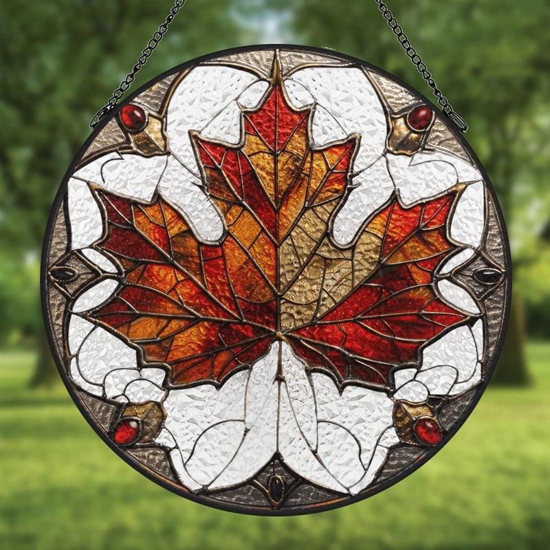 Panneaux de vitrail d'automne à motif de vitrail pour fenêtre, 3.5x3.5in(9x9cm)