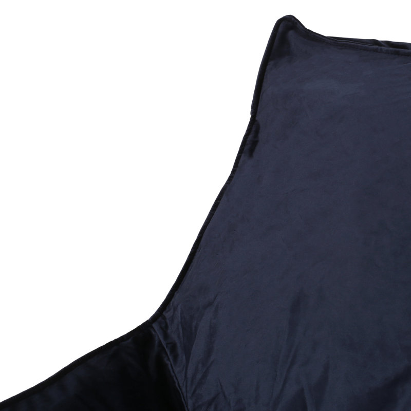 Velveteen Bean Bag Chair With Armrests, Blue Velvet, 30" H x 40" W x 40" D